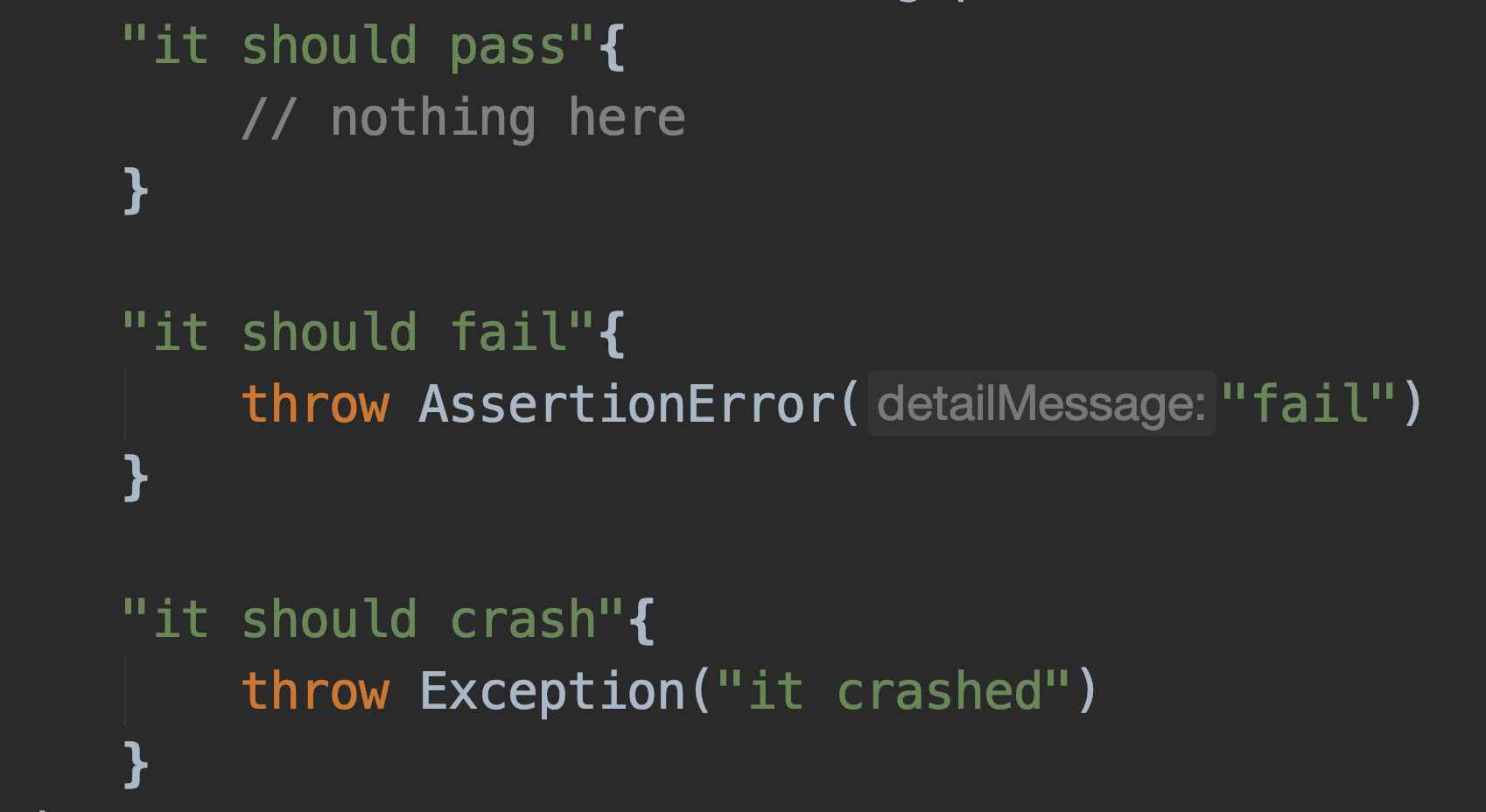 Test execution basics: passed, failed, crashed